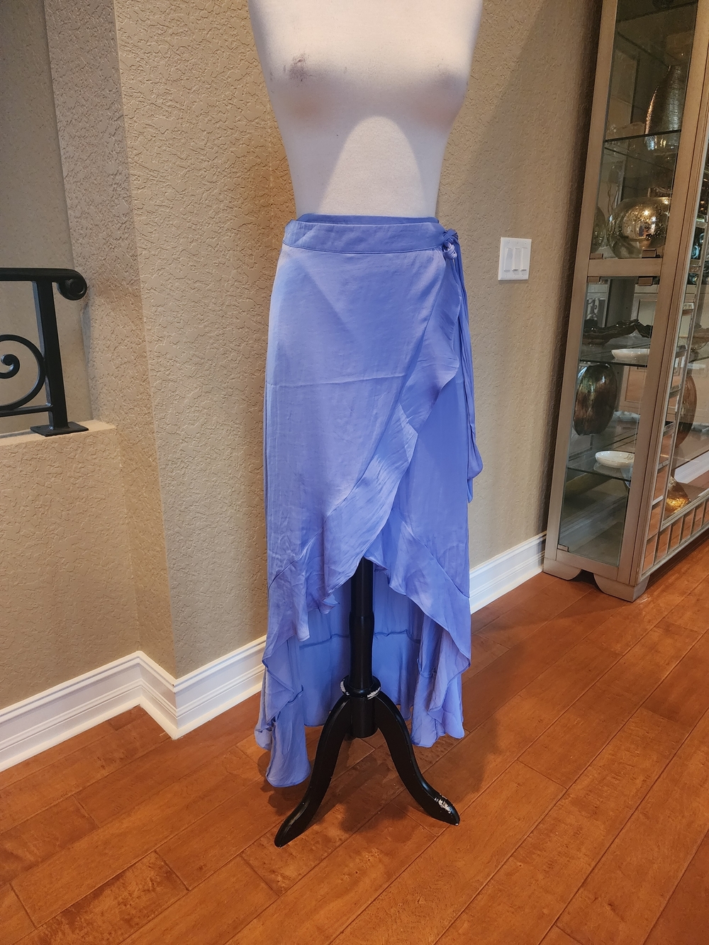 Naked Zebra Periwinkle High-Low Ruffle Wrap Skirt